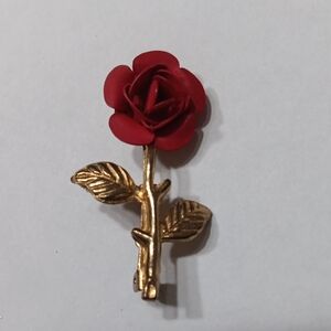 Elegant Red Rose Brooch